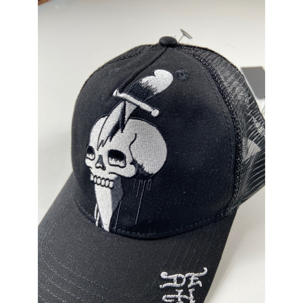 Ed Hardy Hat Black Mesh Trucker Cap Skull And Dagger One Size‎ Fits All Snapback